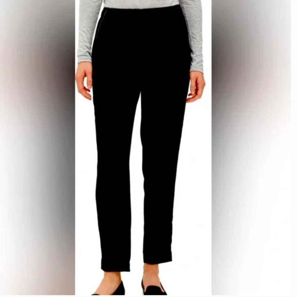 Lafayette 148 Contrast Piping Track Pants Black Size Extra Large NWT